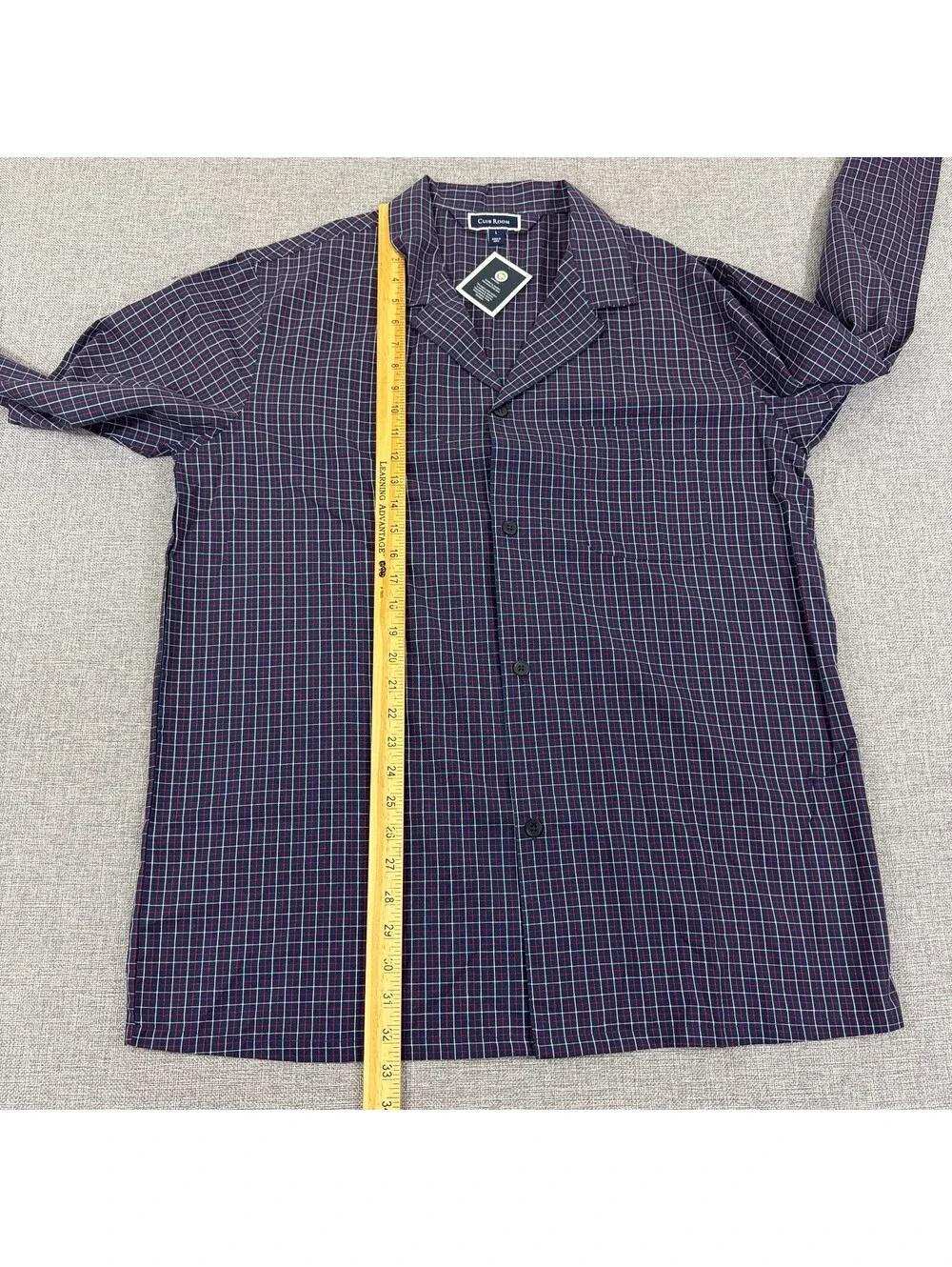 Club Room Pajama Sleep Shirts Organic Cotton L Plaid Button Front NWT (2 Shirts)